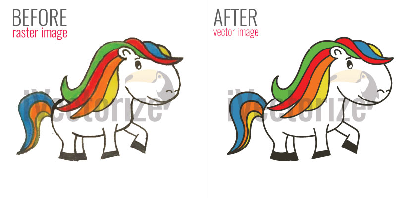 Before and after vector conversion