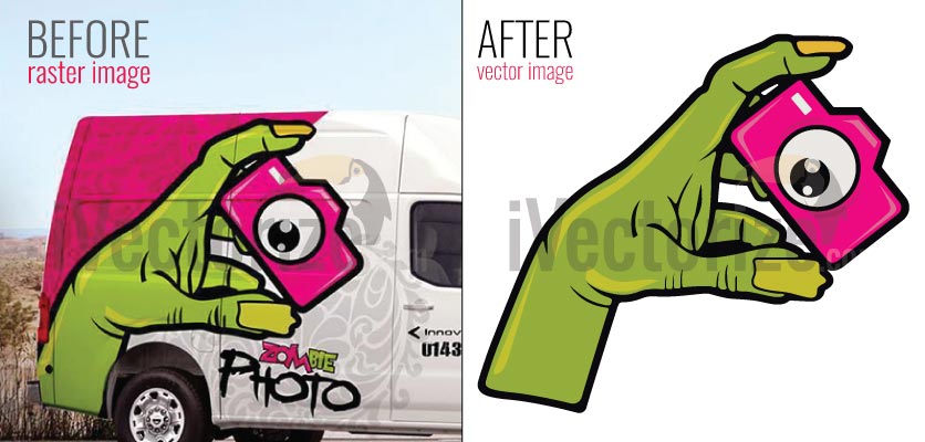 Left side jpg image and right side vectorized image